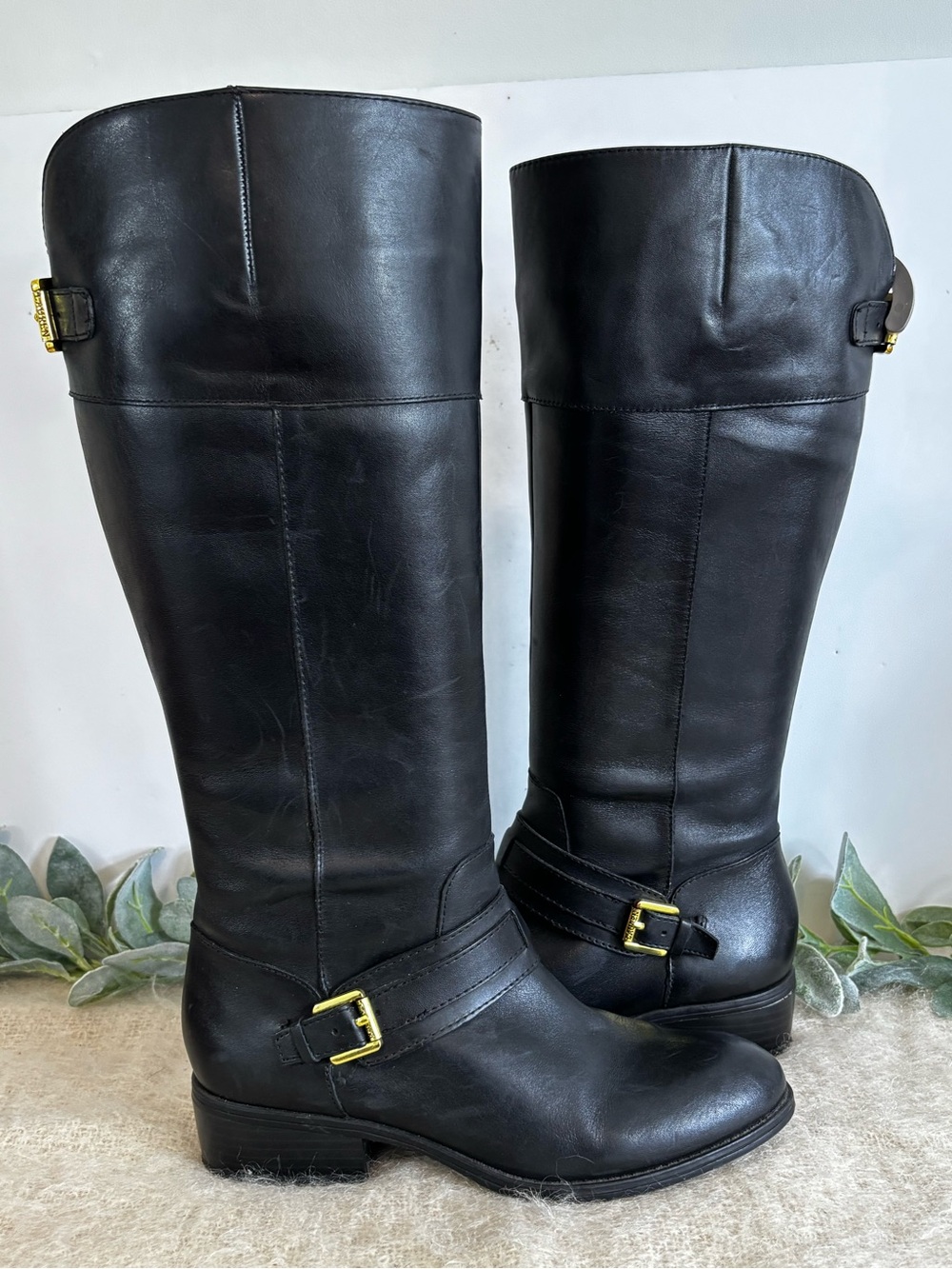 Ralph Lauren Maritza black leather boots
